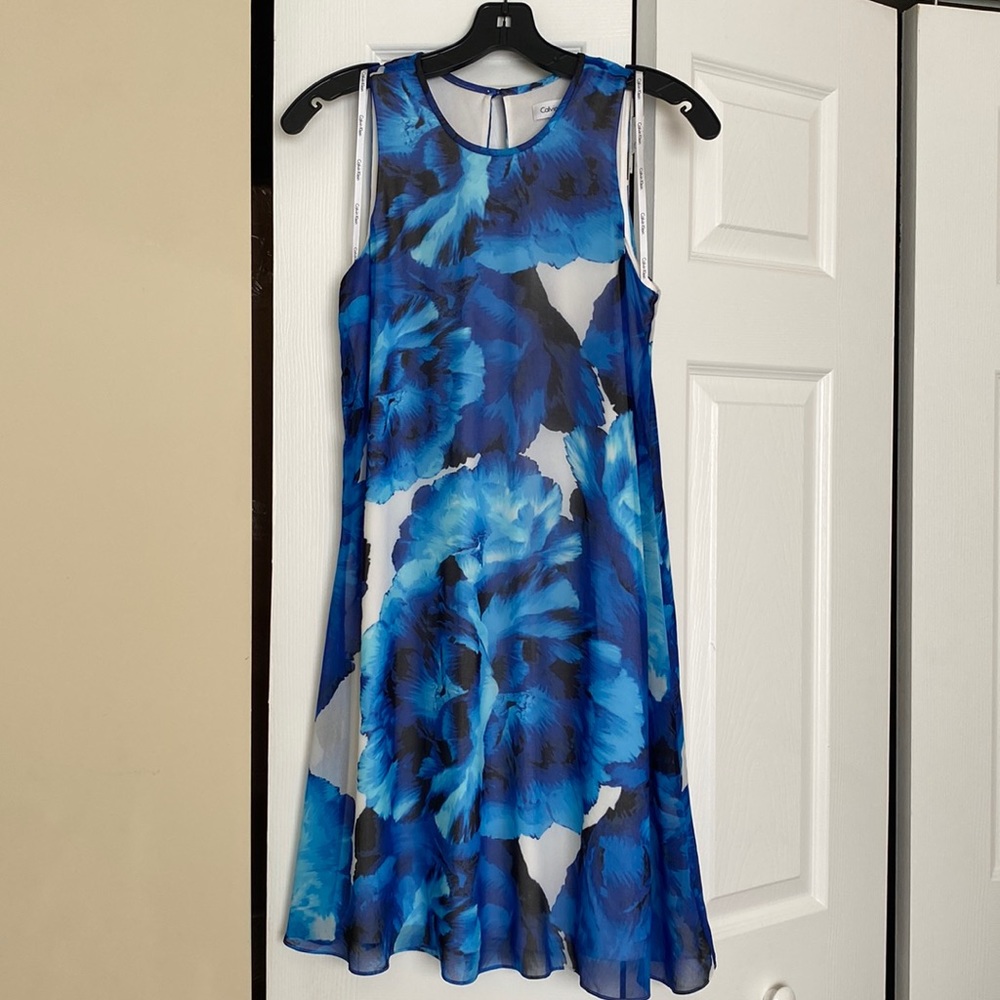 Calvin Klein midi dress blue floral